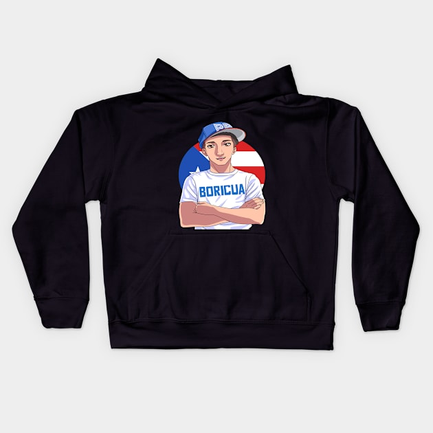 Boricua Puerto Rican Strong Pride Puerto Rico Flag Kids Hoodie by Noseking